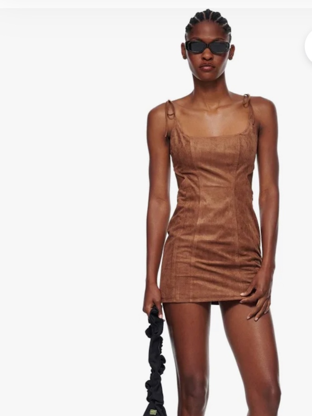 LIONESS BROWN FAUX SUEDE MINI DRESS